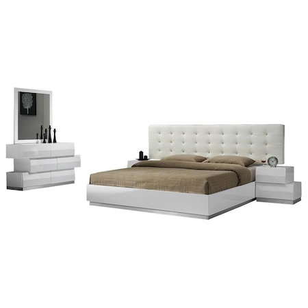 Best Master Furniture 5 Piece Spain California King Bedroom Set, White Spain Cal King 5 Pcs